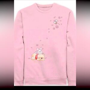 Disney Parks Pink Sweatshirt Winnie the Pooh and Piglet cherry blossom pullover